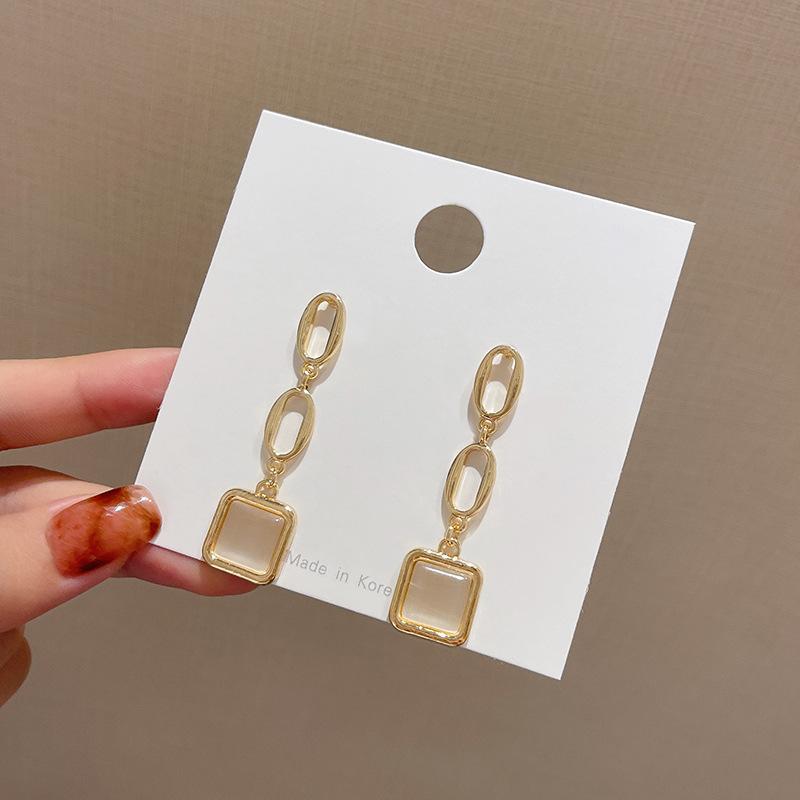 S925 silver needle opal stud earrings femininity geometric love premium earrings ins style Korean earrings collection