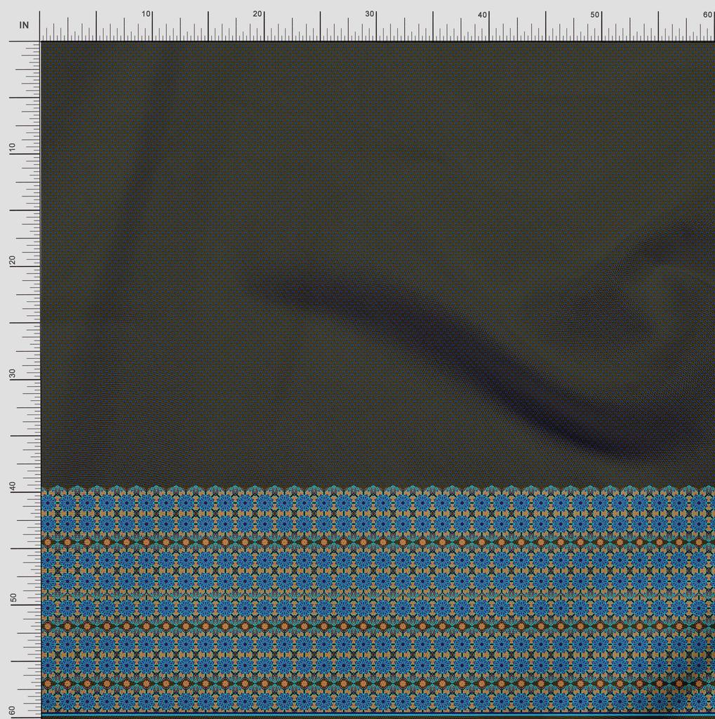 Soimoi Japan Crepe Satin Fabric Mandala & Shield Symbol Panel Printed Craft Fabric by the Metre 42 Inch