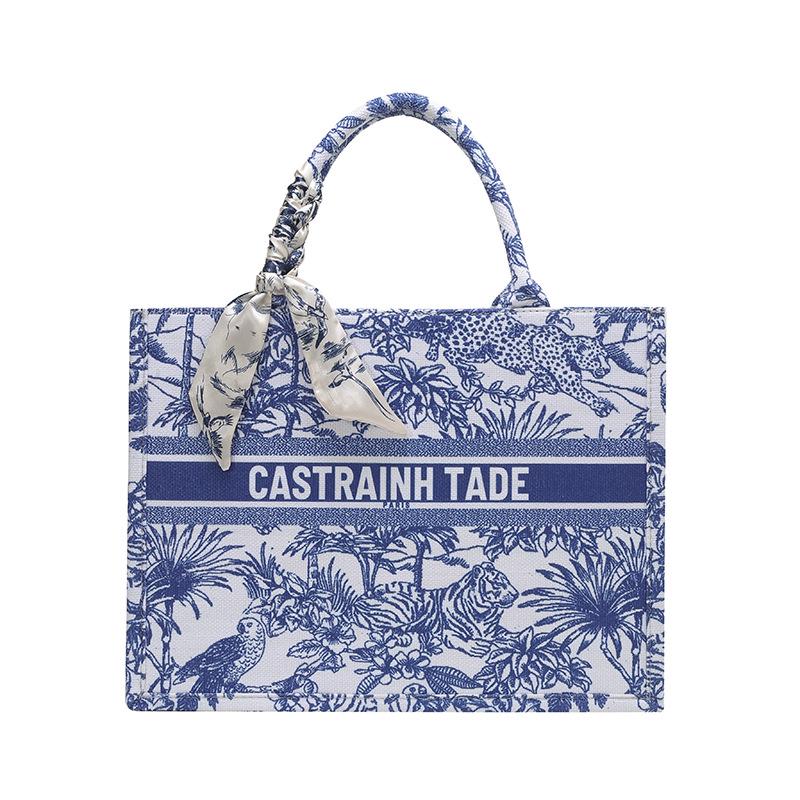 

2025 Осень Ретро Сумка большой вместимости: Текстурированная женская сумка в уличном стиле Large синий