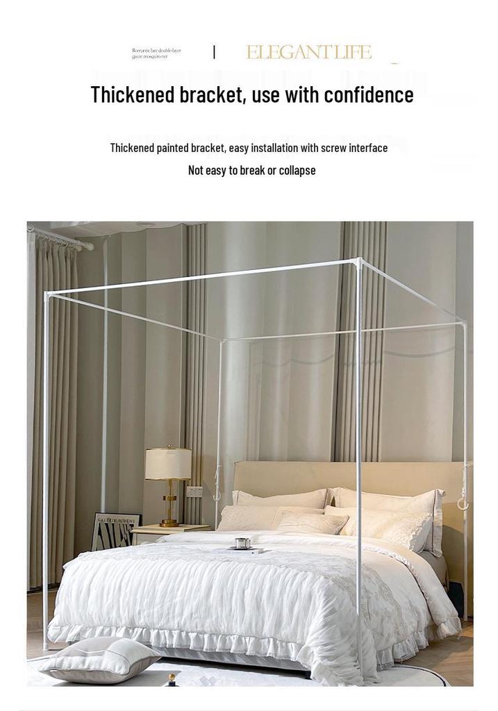 Freestanding Noble Style Foldable Mosquito Net for Bedroom - No-Installation Canopy for Large Beds