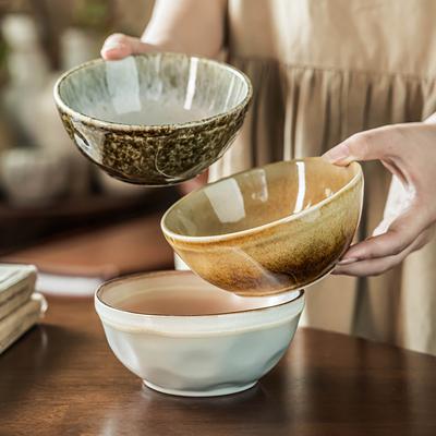 Japanese Style Wind Kiln Change Glaze Ceramic Bowl Characteristic Household Rice Bowl Round Noodle Soup Bowl Restaurant Tableware Salad Bowl