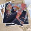 Korean Style Silk Square Scarf with Butterfly & Flower Print - Women's Fashion Accessory, Neck Tie, or Hair Scarf - Ideal Mother's Day Gift