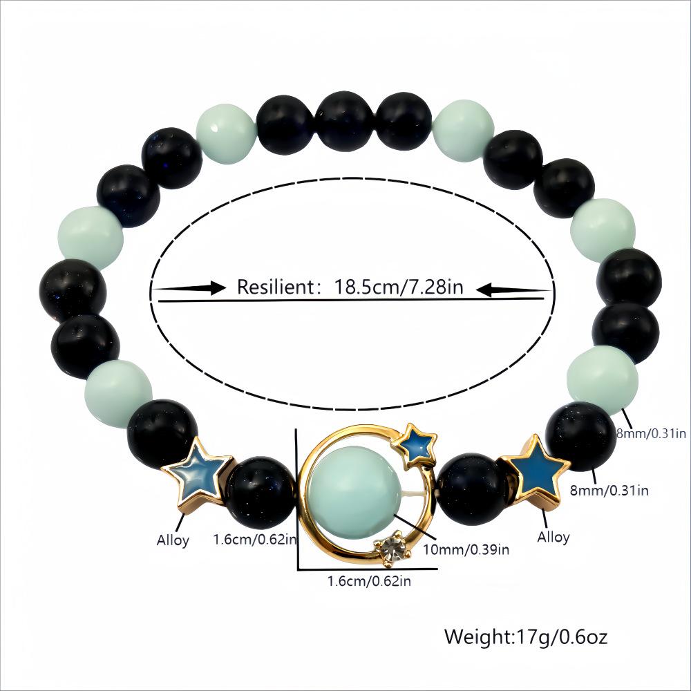 Obsidian Jinsha Stone Luminous Fluorite Bracelet Stylish Simple Luminous Planet Couple Gift Bracelet