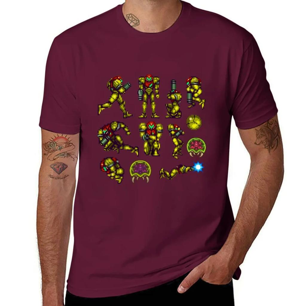 Super Metroid / Samus Aran 01 Maglietta Manica corta t-shirt oversize cose anime oversize t-shirt da uomo casual alla moda