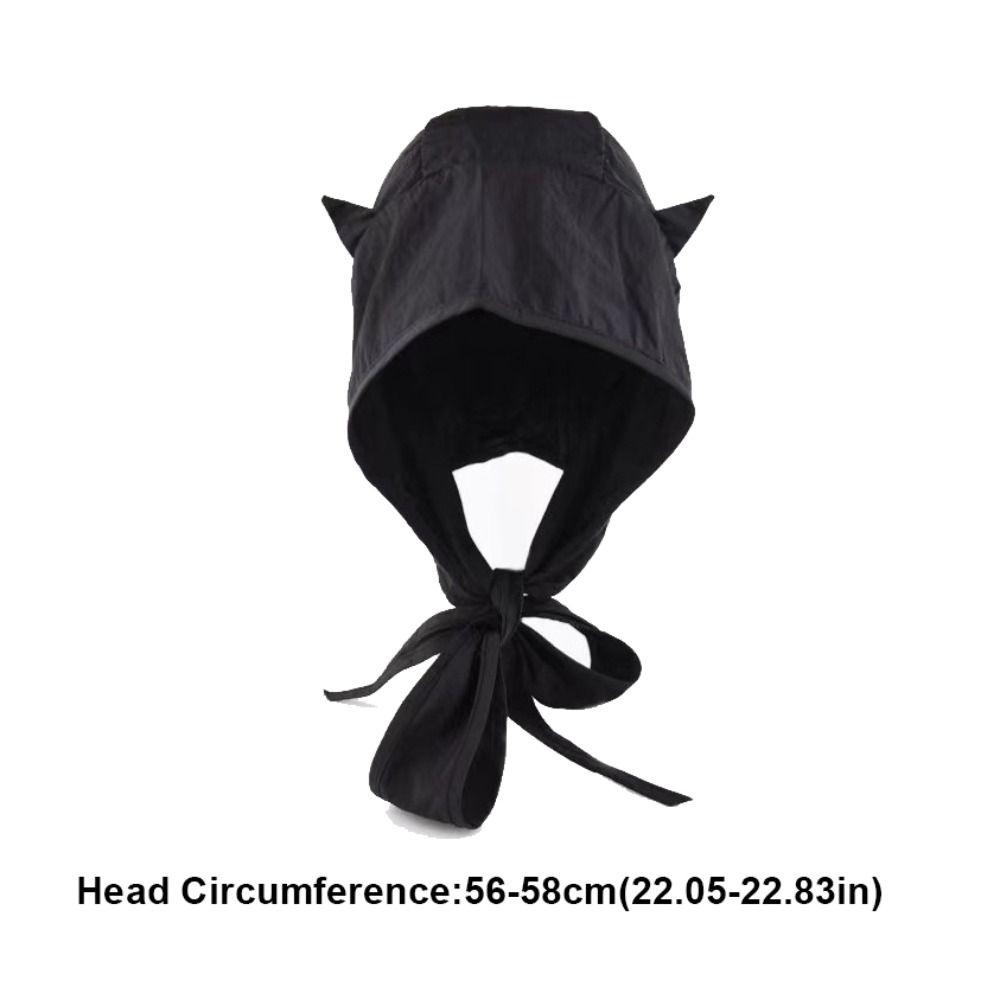 Fashion Korean Style Little Devil Horn Headscarf Quick-drying Solid Color Strap Hat Sun Cap Sunscreen Hat Beanie Cap Men