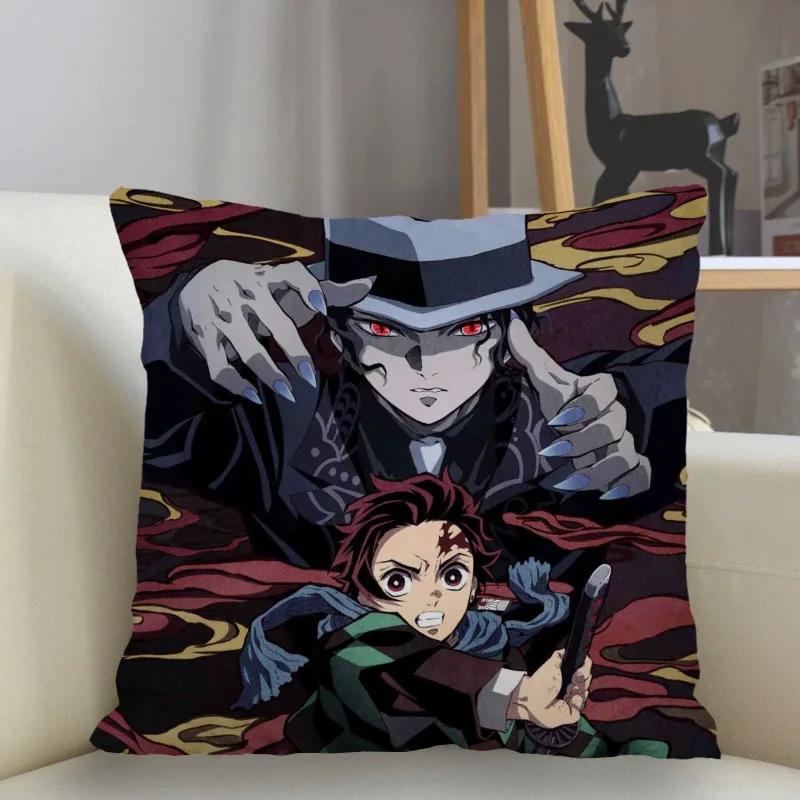 45x45cm Polyester Demon Slayer Pillowcase Sofa Decoration Cushion Cover  Home Decor