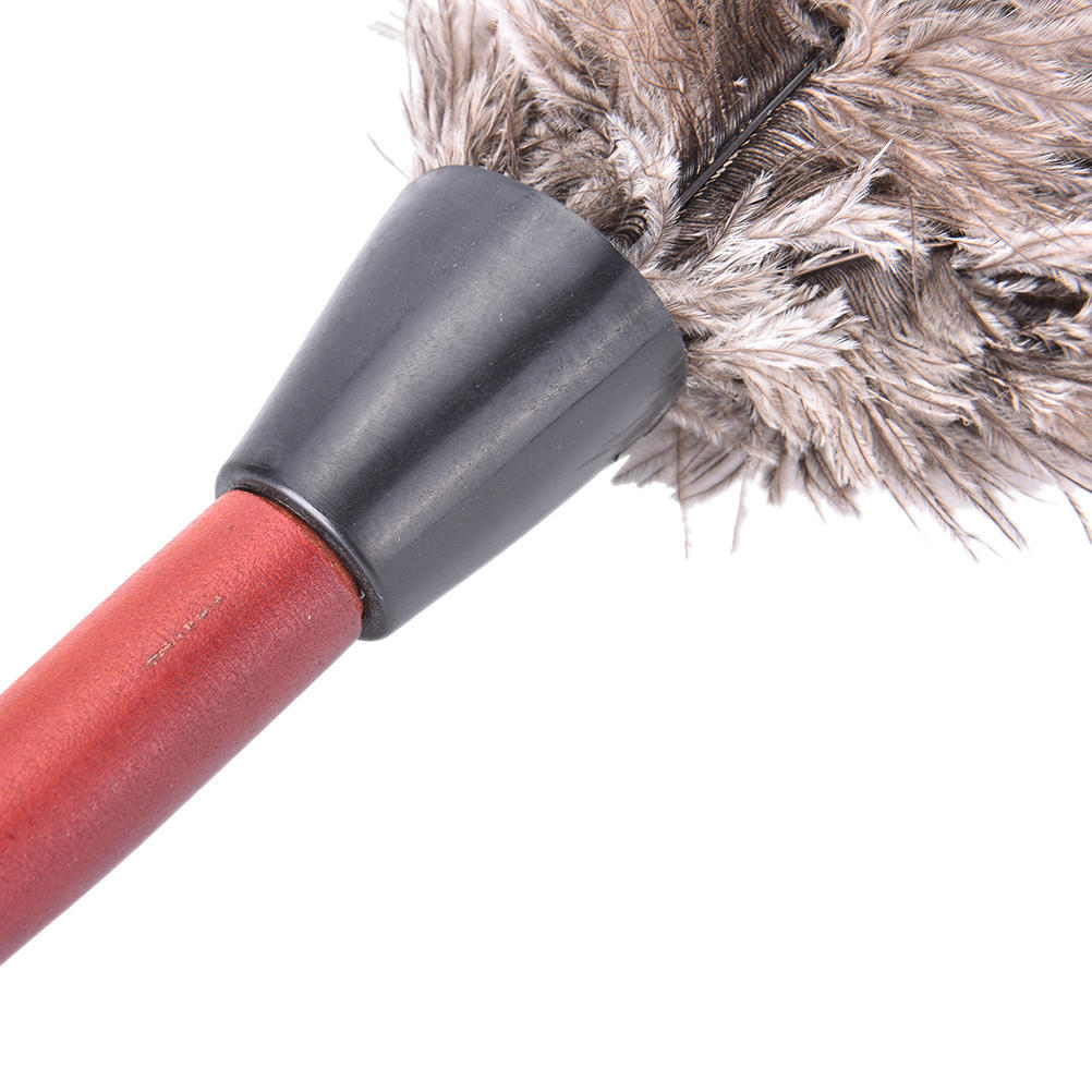 Spolverino in Piume di Struzzo 38 cm Manico in Legno Antistatico Pelliccia Grigia Naturale Casa