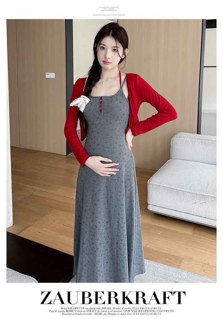 2026 Summer Floral Camisole Dress & Red Sun Protection Cardigan Set
