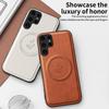 Magnetic Stand Holder PU Leather Phone Case For Samsung Galaxy S25 S24 S23 S22 S21 FEF Ultra Plus Wireless Charging Logo Cover