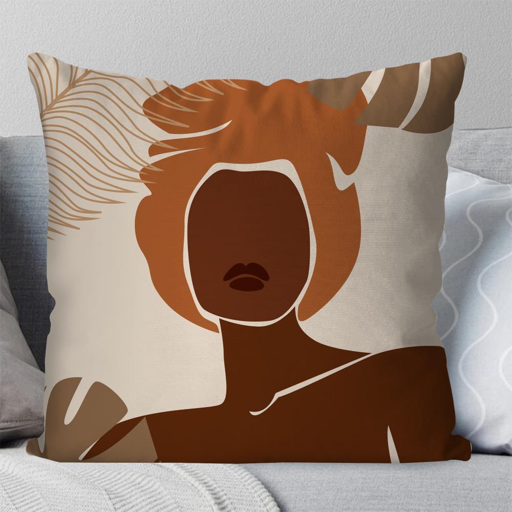 African Women Pillow Case Square Pillow Bedroom Sofa Leisure Comfort Cushion Car Living Room Home Decoration 40X40