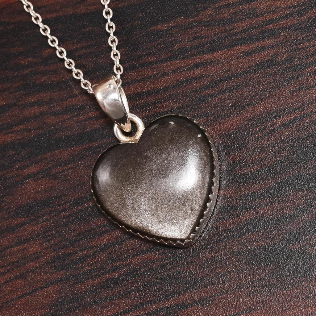 Amazing Sheen obsidian Necklace pendant, 925 sterling silver pendant, handmade silver jewelry, gift for her