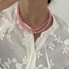 Exquisite 4 6 8Mm Beads Pink Blue Natural Stone Beaded Necklace For Women Simple Chokers Daily Party Jewelry Gift