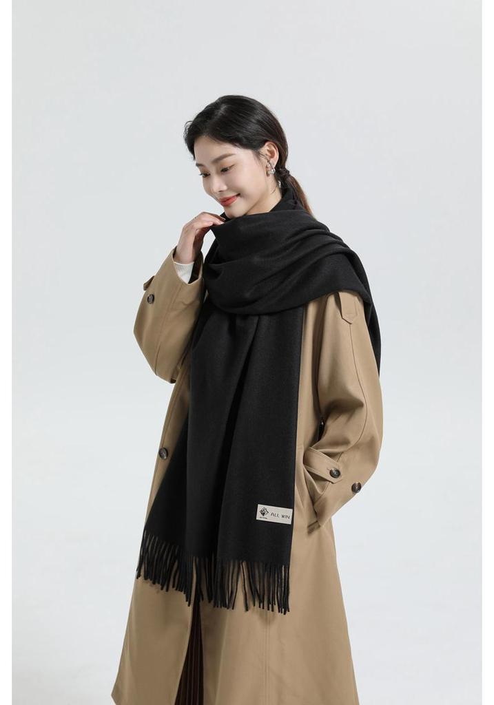 Women's Imitation Cashmere Winter Scarf - Thick Solid Color, Versatile Men's Shawl, Cashmere Wool Blend