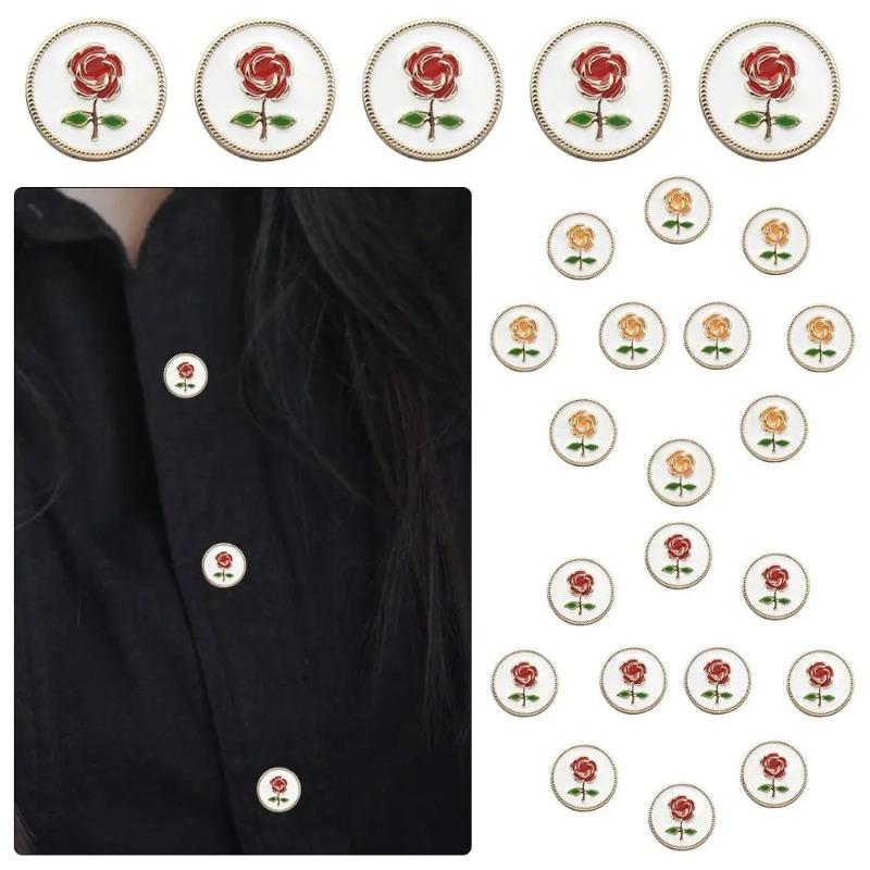 10Pcs High Quality DIY Handmade Needlework Shirt Buttons Sewing Accessories Rose Metal Buttons Decoration Button