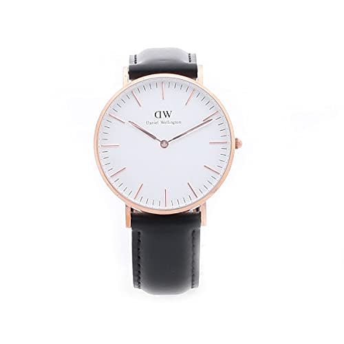 Daniel Wellington Classic Shefield 36mm Rose Gold Watch with Key Ring Set (DW00700159) In Black