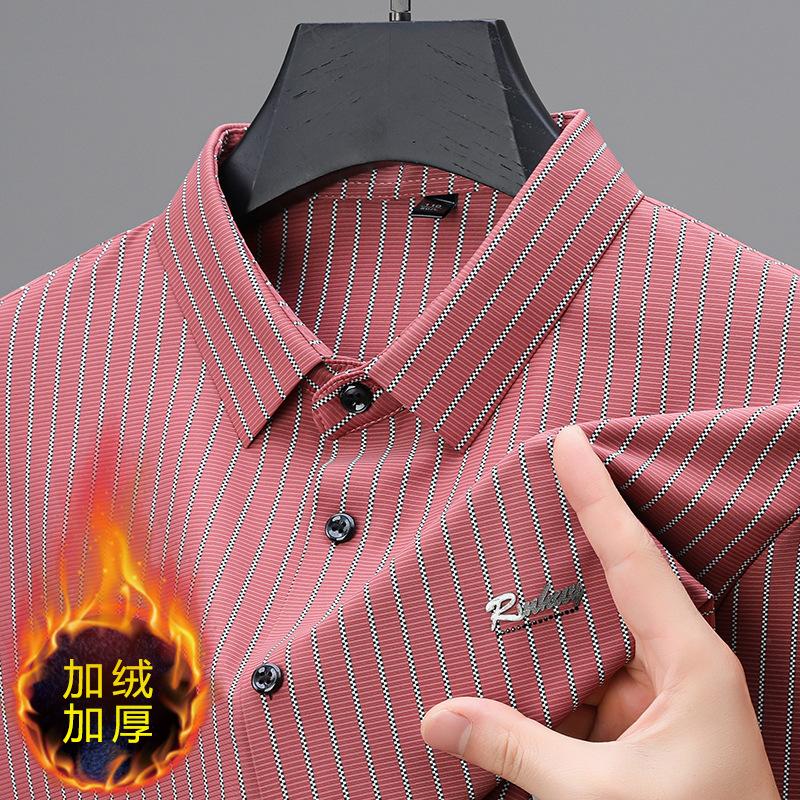 Winter Shirt Men s Striped Business Casual Long Sleeve Top Trendy M