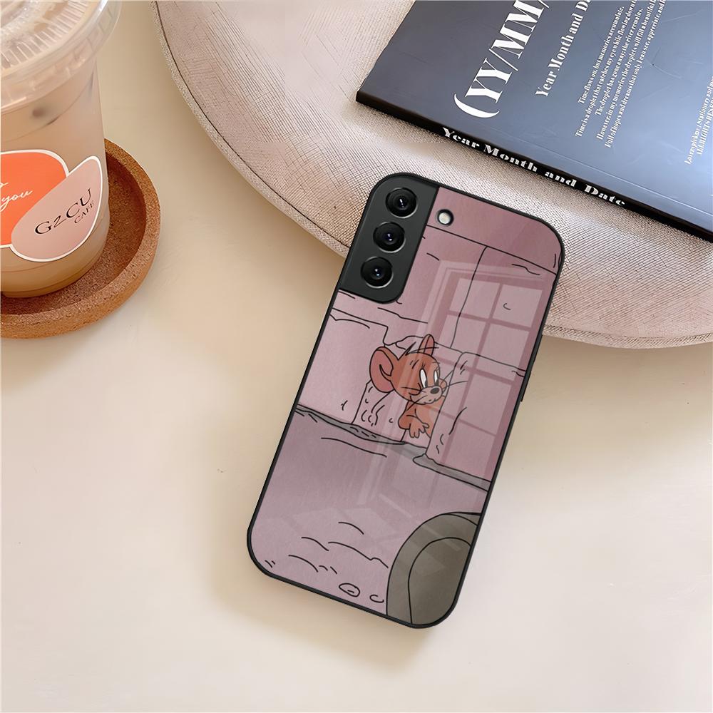 Couple J-JerryS Mouse TomS Phone Case Glass For Samsung Galaxy S20 S25 S21 S22 S24 S23 Ultra Fe Plus A54 A16 A24 A55 A53 M54 Coq