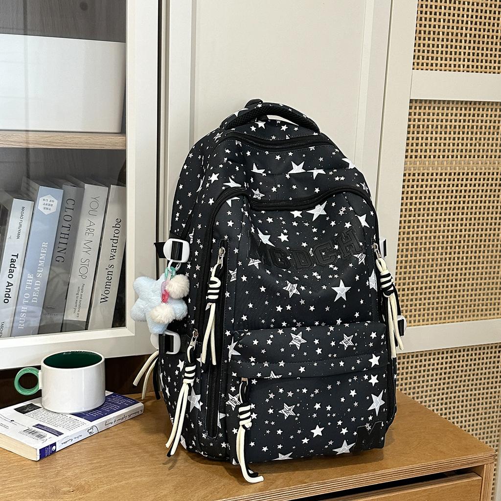 Schoolbag Korean version ins simple casual girl cute star high value printed schoolbag women's campus versatile backpack
