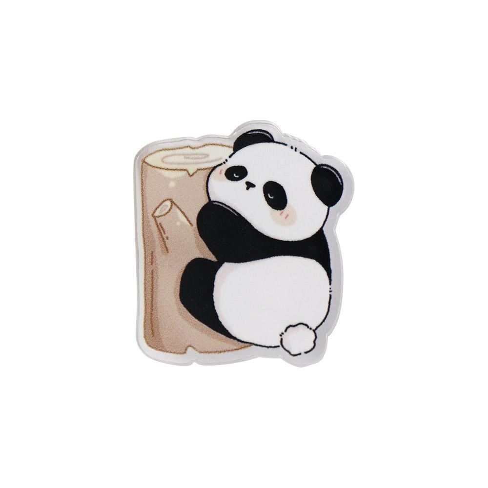 Fashion Panda Acrylic Panda Pin Cute Bear Flower Panda Brooch Cartoon Breastpin Animal Badge Unisex