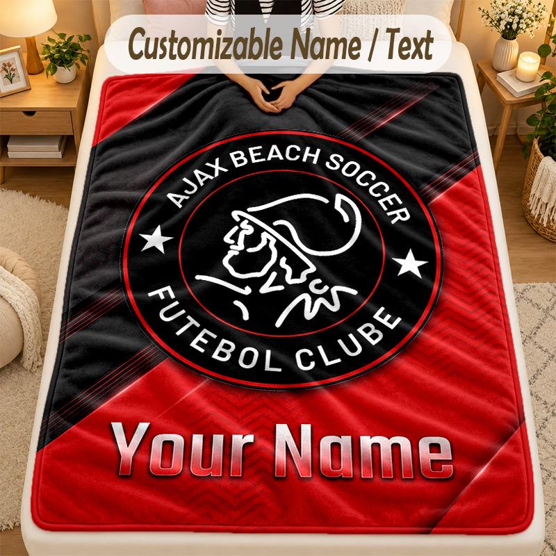 Flannel BlanketAjax Amsterdam Custom Name Text Personalized Soft Warm Throw Blanket Home Decor Gift