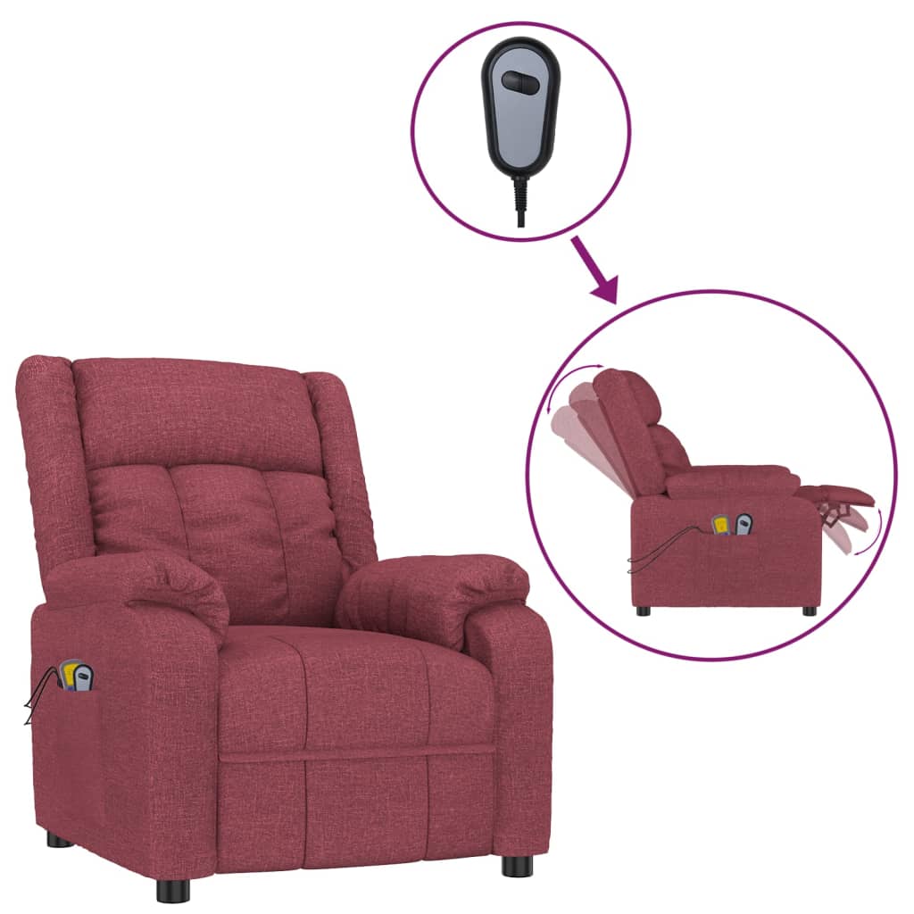 Electric Massage Chair Burgundy Fabric