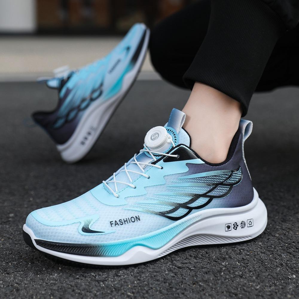 Men's shoes new breathable and lightweight teenagers rotating buttons fashion trend running sports shoes factory direct sales