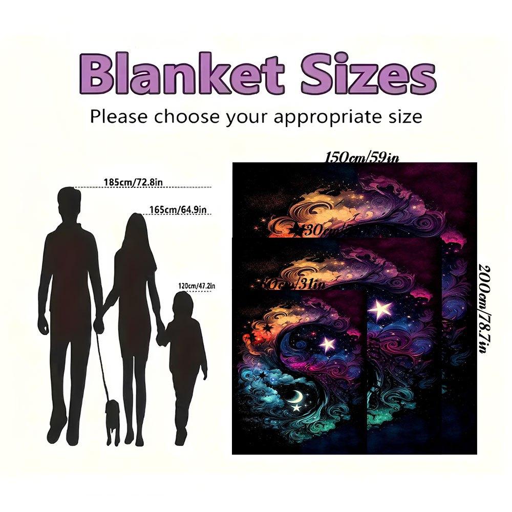 "Yin Yang Cosmic Harmony Wall Art Print"Blanket Flannel Throw Blanket for Sofa, Bed, Travel, Camping, Office