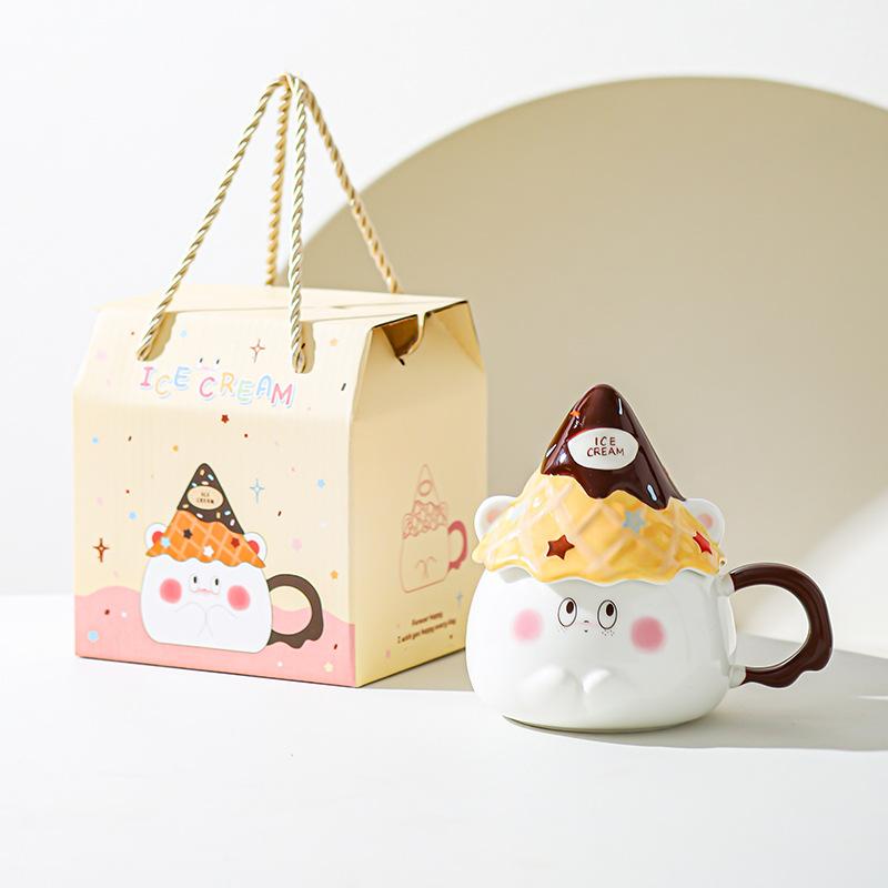 Cartoon Expression Ceramic Mug High Looking Souvenir Gift Water Cup for Best Friend Girl Heart Cup Home Breakfast Cup