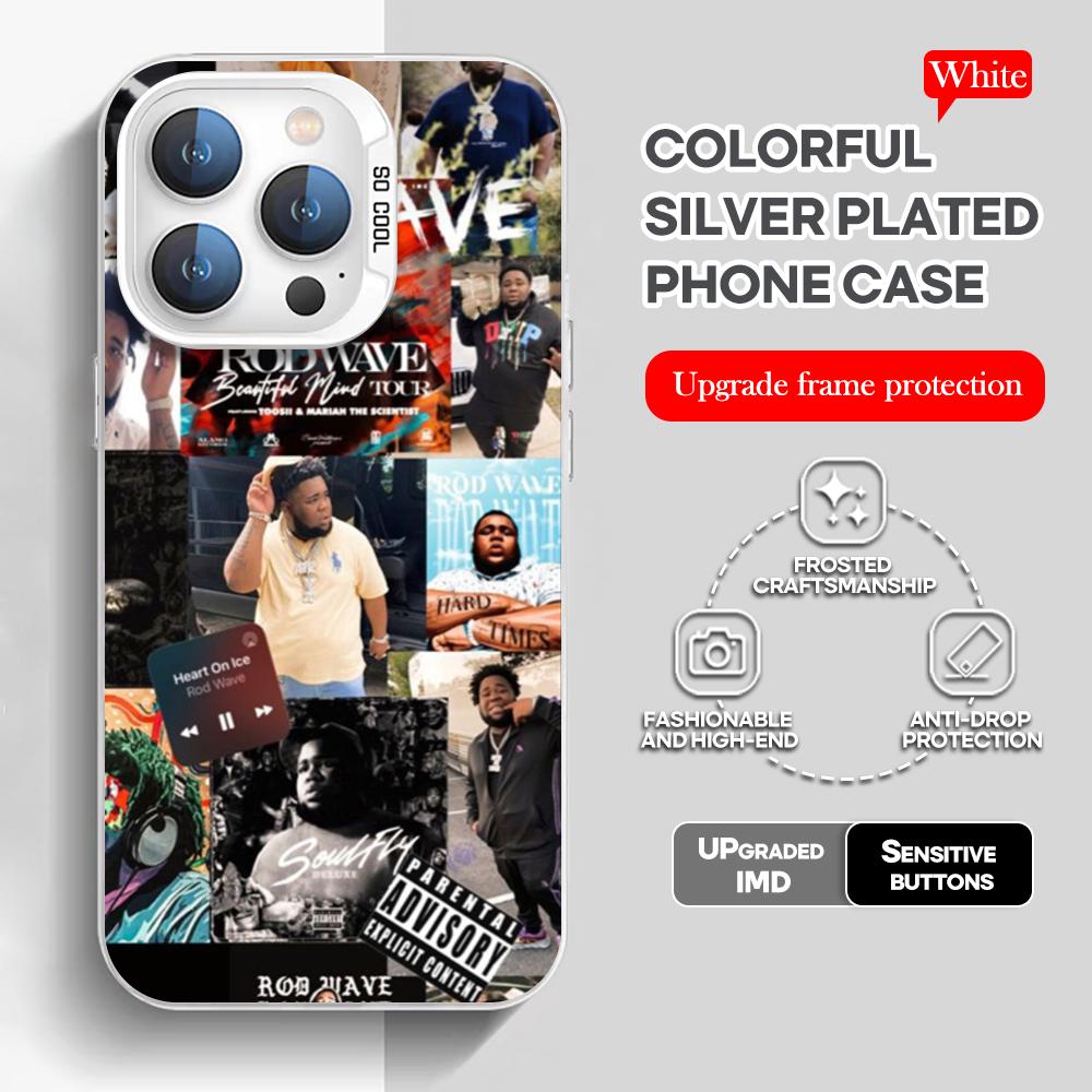 Rod Wave Rapper Phone Case White IMD Colorful Silver Suitable soft case for iPhone 16 15 14 13 12 11 XS Pro Max