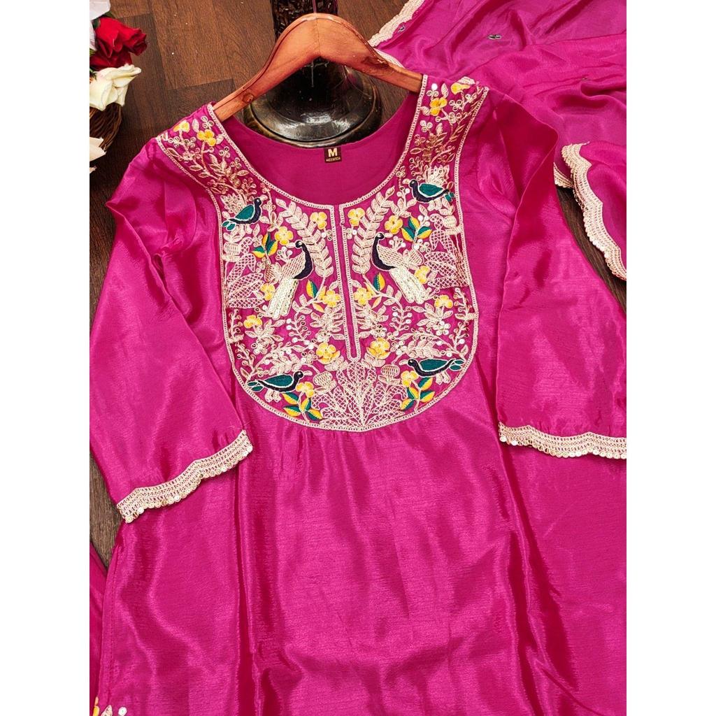 Presenting  New Designer Embroidered Dhoti Suit With Coding Sequence Embroidered Work