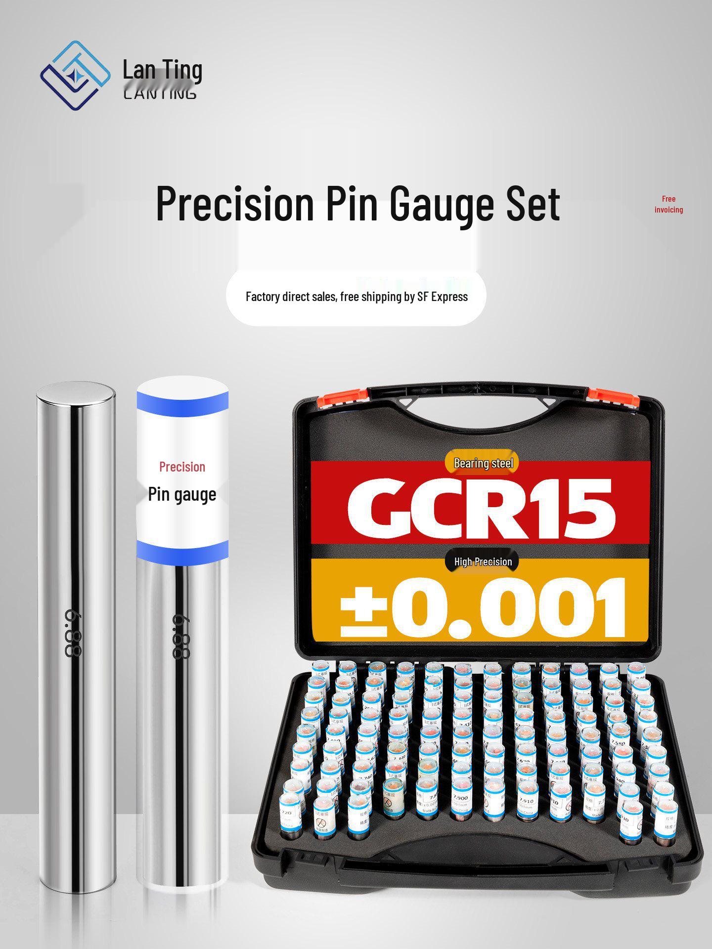 High-Precision Cylindrical Pin Gauge Set for Accurate Hole Diameter Measurement 1.01-5.99, 0.01 interval, single piece
