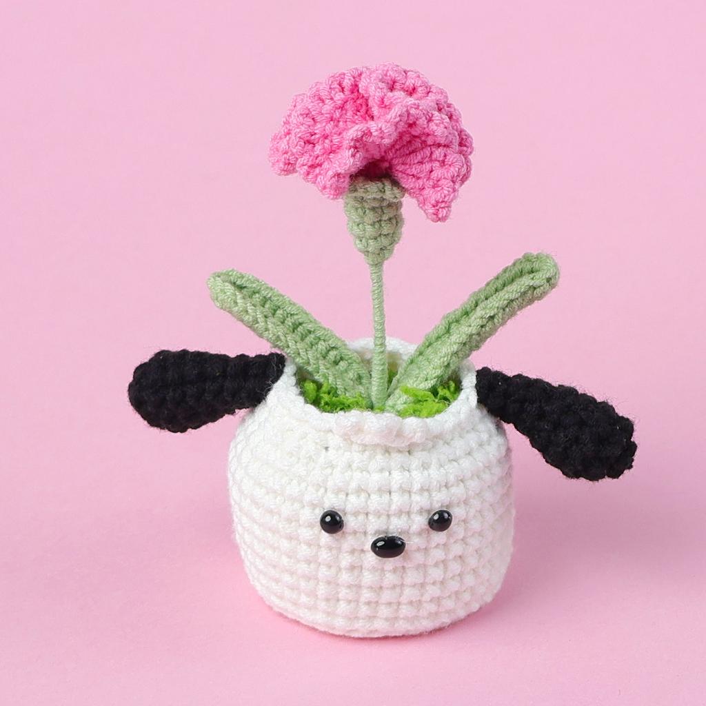 Mini Animal Crochet Potted Cute Handwoven Cartoon Flowers Creative Hand-knitted Car Home Desktop Shelf Decor Items Gift