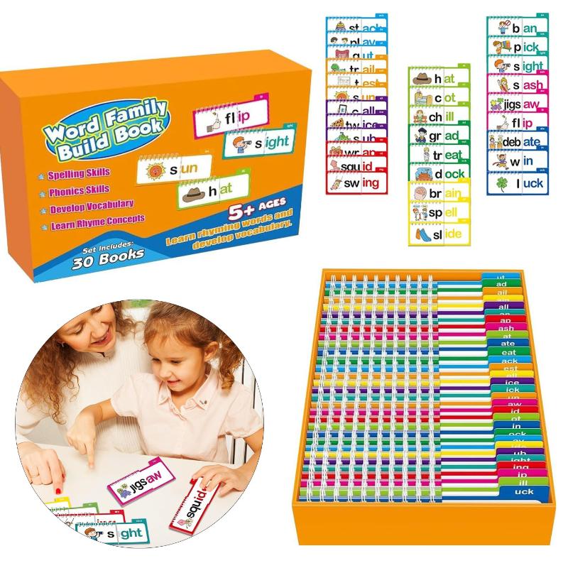 30 Read and Rhyme Flip Books Word Family Flip Books Letter Sounds Flash Cards Kindergarten Sight Vocabulary Flash Cards