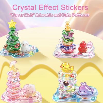 3D-Sticker Einfache DIY-Montage Kristall-Miniatur-Szenen Aufgestapelte Puffy-PVC-Dekorationssticker für Kinder Erwachsene