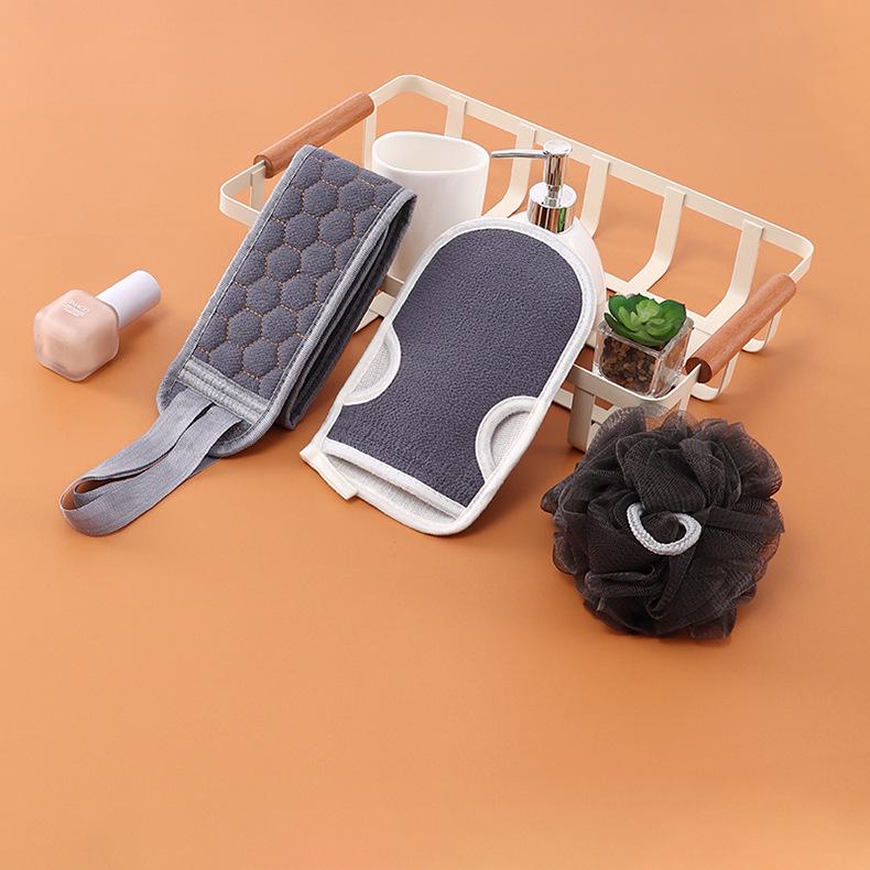 Exfoliating Towel Set: Three-Piece Bath Ball & Long Back Scrubber for Deep Cleaning