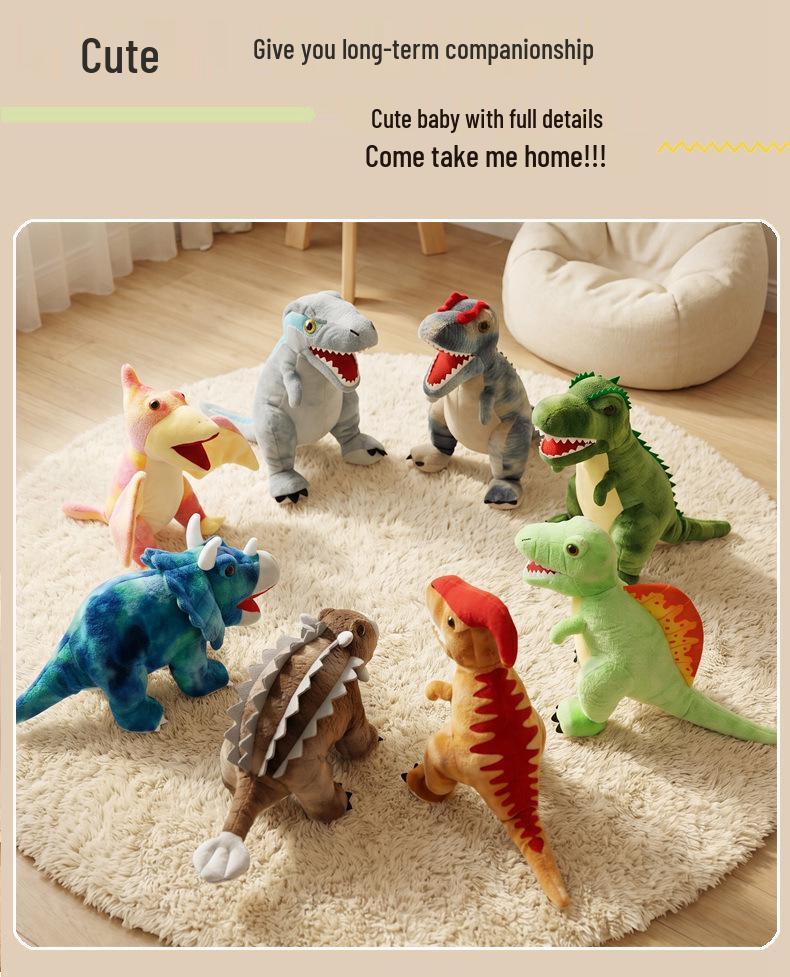 Dinosaur Plush Toys: Tyrannosaurus, Triceratops, Velociraptor & Ankylosaurus for Boys