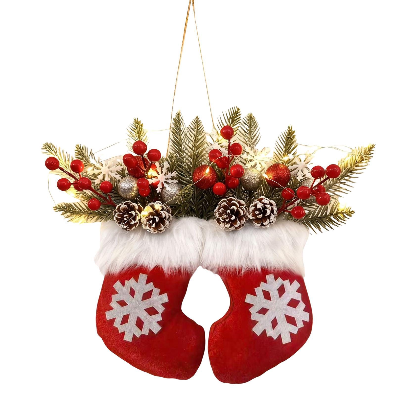 

For Christmas Holiday Decor Kit With Glowing Berries Glittering Velvets Xmas Gloves For Fireplace Mantel Display As Shown