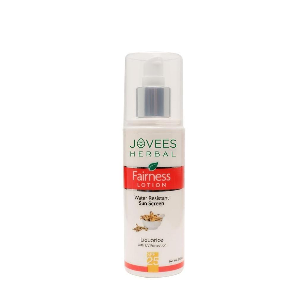 Jovees Herbal Sunscreen Fairness Lotion SPF 25 For Oily Sensitive Skin Lightweight Fast Absorbing 200ml