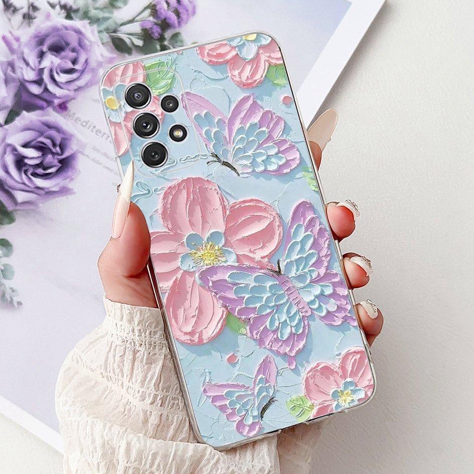 For Samsung Galaxy A52 Case SM-A525F Cover New Stylish Flower Butterfly Soft Silicone Phone Cases For Samsung A72 A52s 5G Fundas