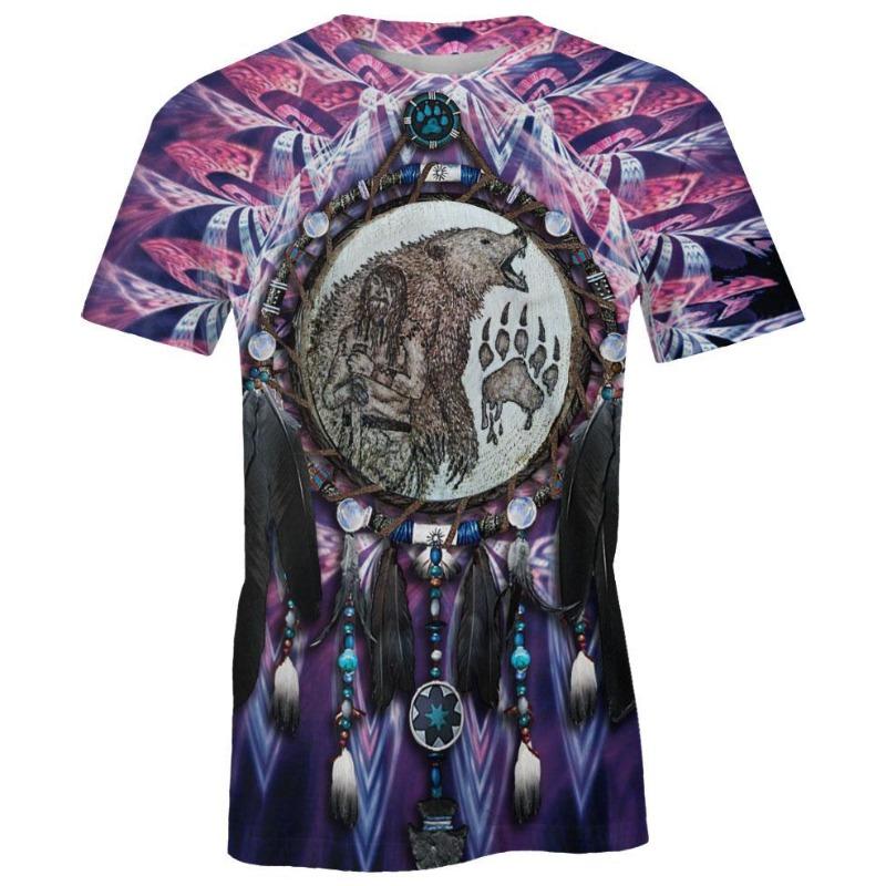Men's 3D Printed T-Shirt Short Animal Wolf Print Sleeve O-Neck Pullover casual top