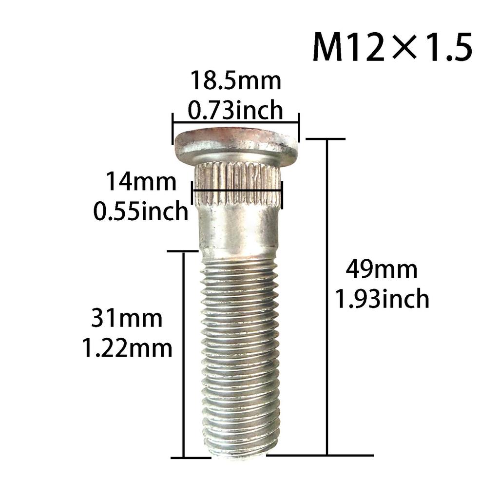 2PCS Car Accessories Front Wheel Studs M12X1.5MM 49MM Replacement W700678S442 Compatible For Ford Escort Fiesta Focus Mondeo Ka Transit