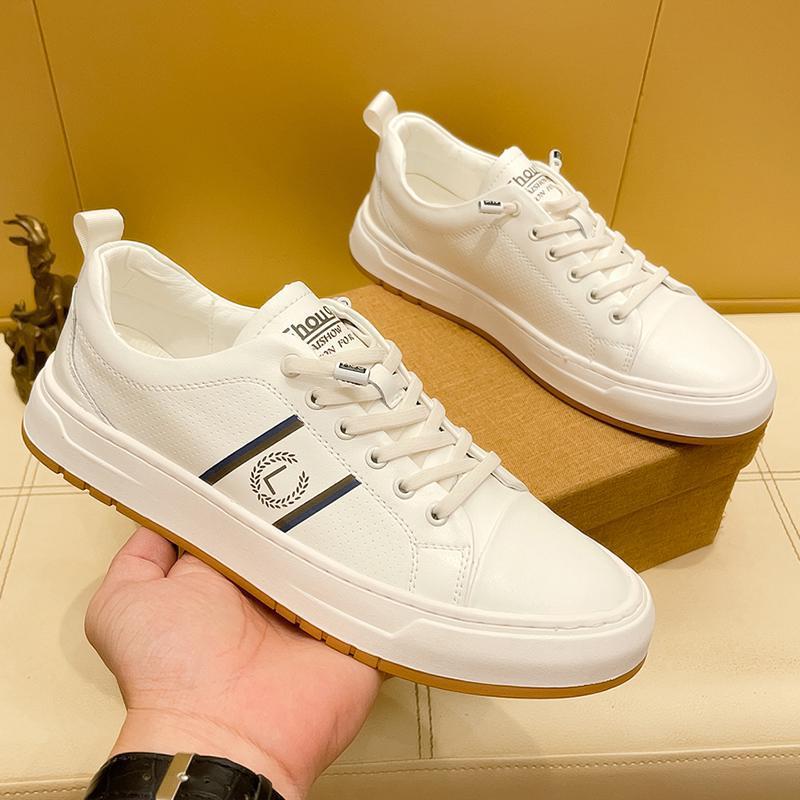 Fashion four seasons trend white shoes comfortable men's board shoes first layer cowhide pigskin men's leisure