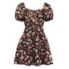 2023 Plus Size French Floral Puff Sleeve Dress: Slimming, Square Neck Summer Style
