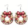 New Year's New Cookie Wreath Acrylic Earrings, Festive Retro Atmosphere Decorative Versatile Earrings