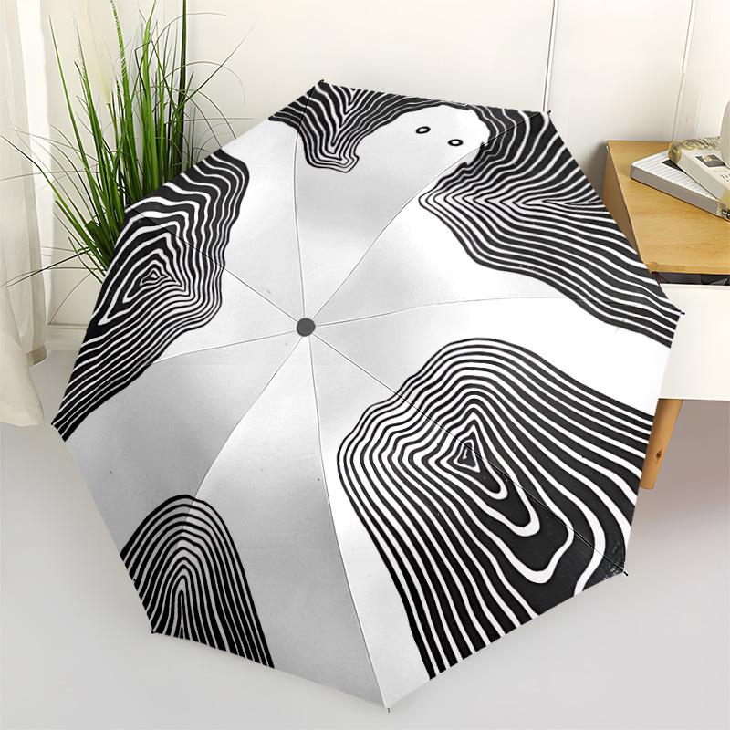 1pc Abstract Patterns Automatic Folding Umbrella with 8-Rib Windproof Design, Portable Foldable Sunshade Umbrella For Halloween 052