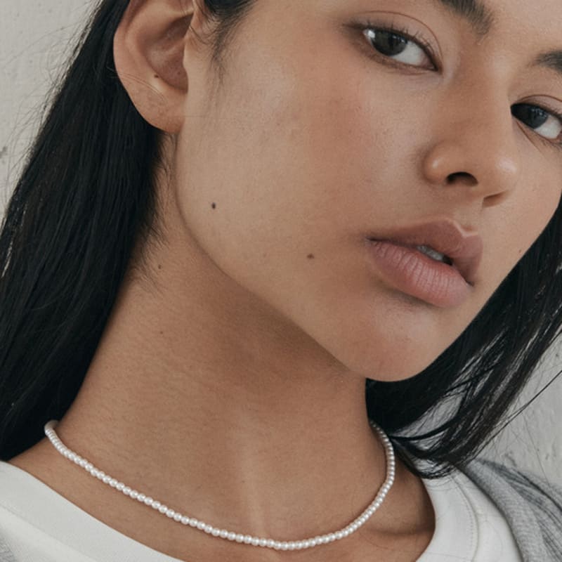 ATTICA [S925] Raw Essential Classic 3mm Pearl Necklace.nas027