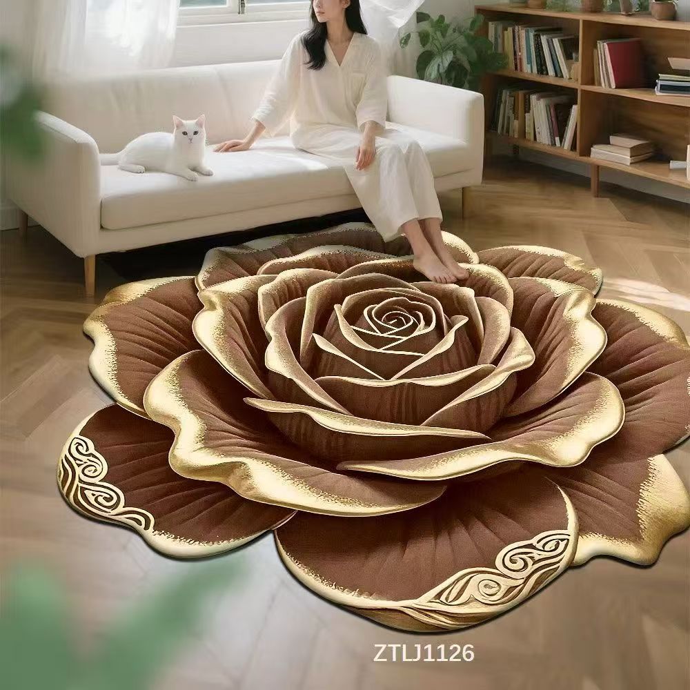 WTEMPO 3D Flower Carpet Bedroom Carpet Bathroom Floor Mat Anti Slip Floor Mat