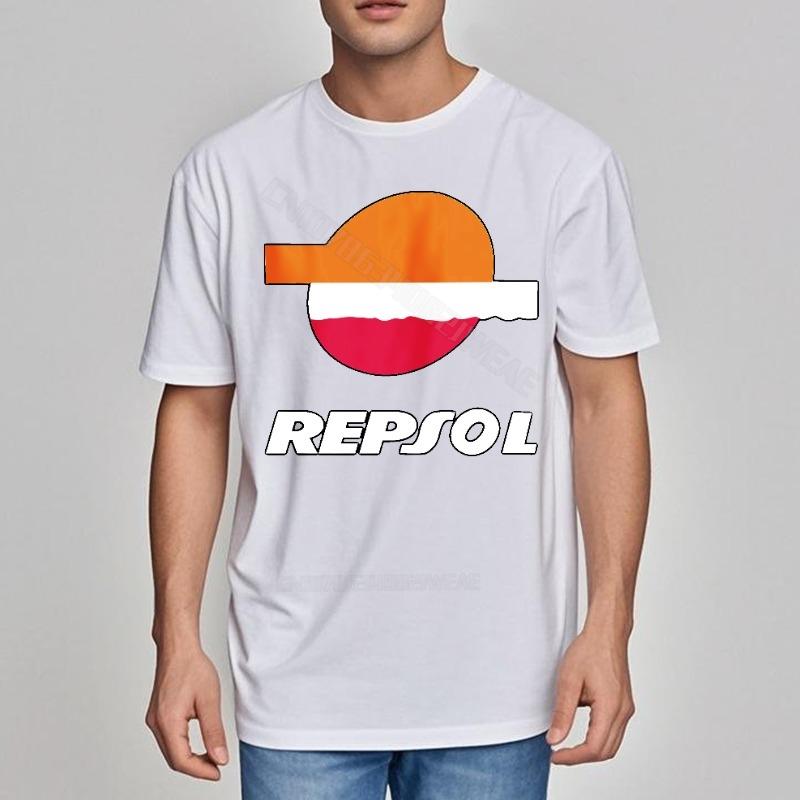 Lustiges T-Shirt Streetwear Weiches Baumwoll-T-Shirt Repsol Logo Auf Schwarzem Shirt Erwachsenen Kurzarmshirt Anime Minimalistisches T-Shirt Kurz