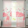 Luxury Tulle Curtains Summer Flamingo Tropical Living Room Kitchen Chiffon Curtain Youth Bedroom Sheer Floor Valance Curtain