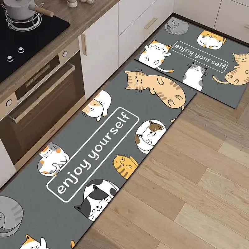 Non-slip PVC Kitchen Floor Mat Waterproof Cartoon Rug Home Decoration Foot Mats Alfombra De Cocina